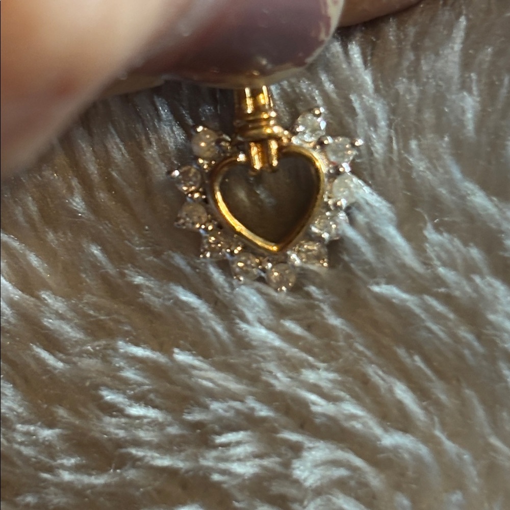 Gold Heart Pendant with Crystals